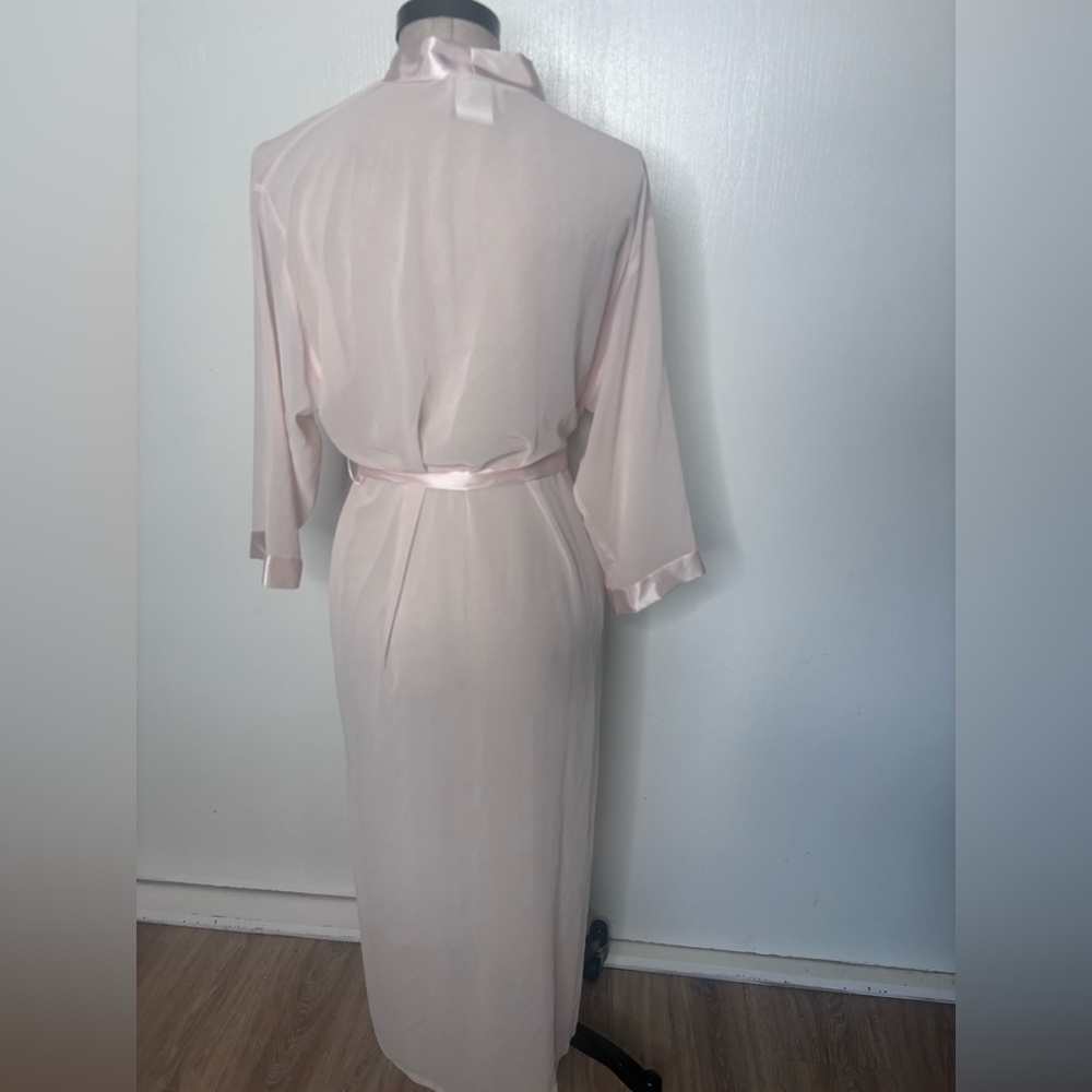 Vintage California Dynasty Sheer Lace Robe Pink Satin Trim – Medium - Picture 9 of 13